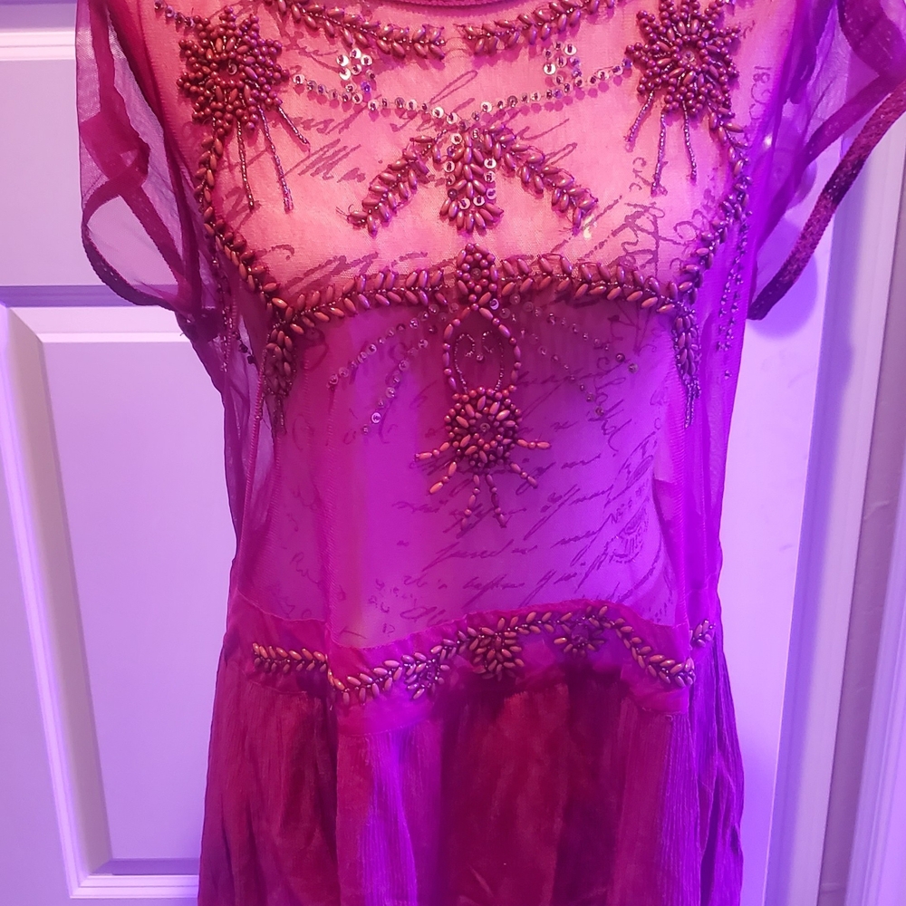 Sheer Purple Embellished Dress